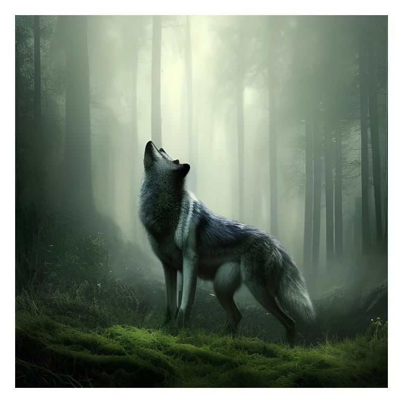 Howling wolf at midnight