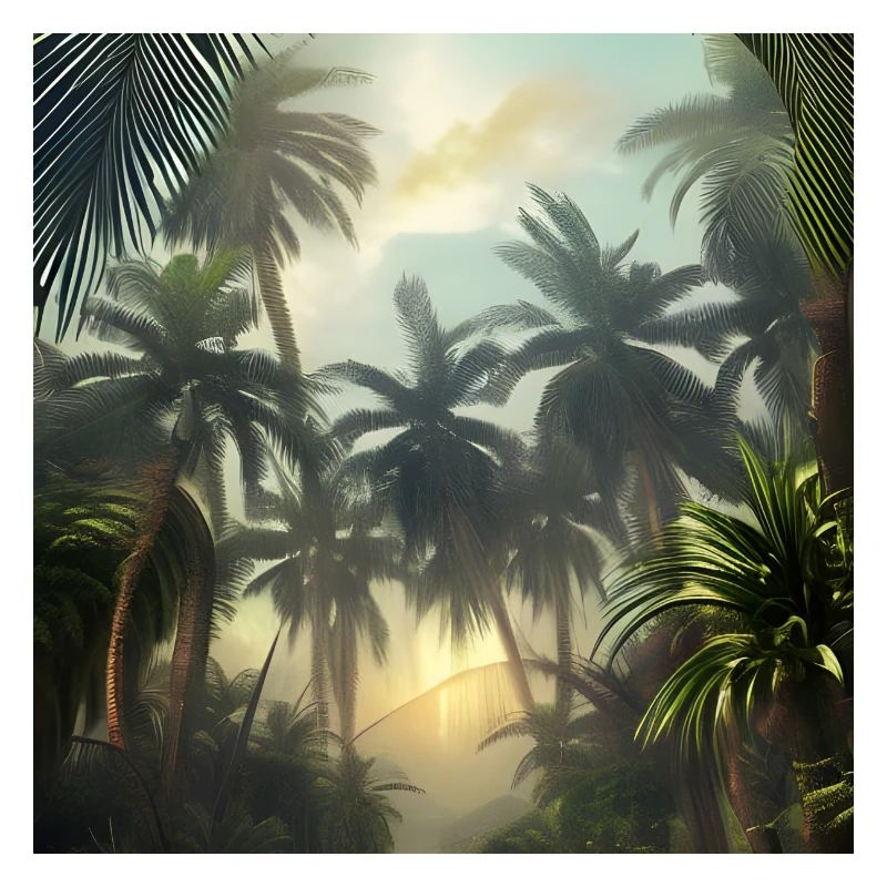 Jungle with palm trees