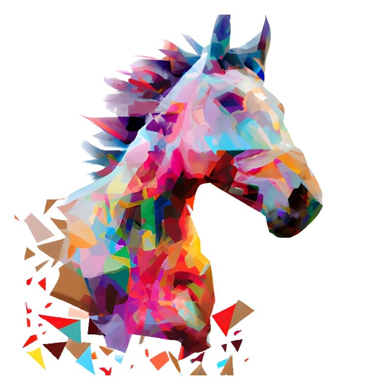 Cheval géométrique abstrait coloré