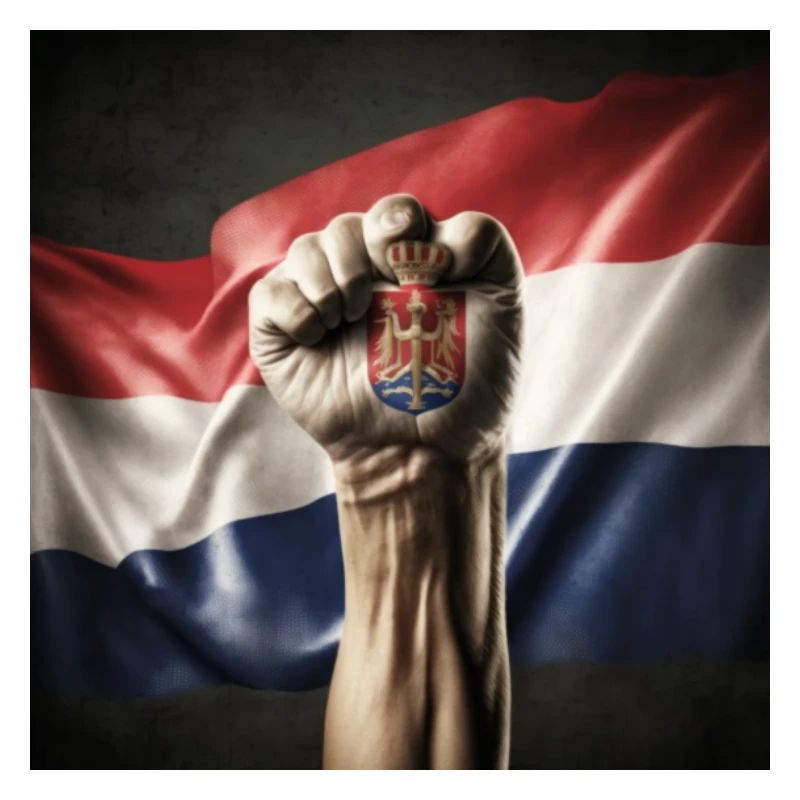 Serbian flag with strong hand