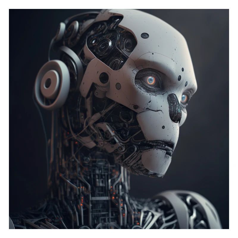 Blauäugiger Cyborg-Roboter