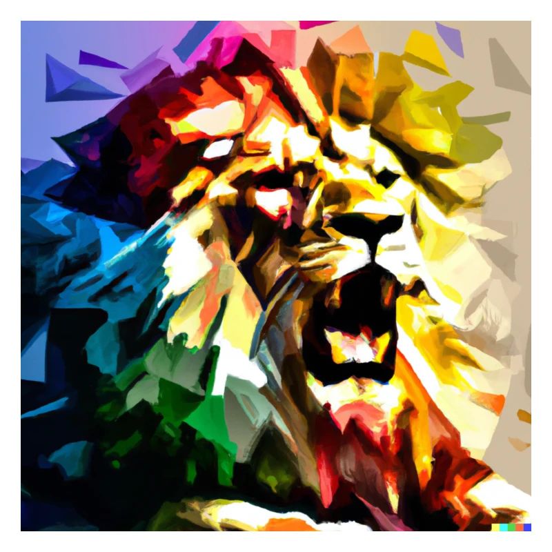 lion playing abstract