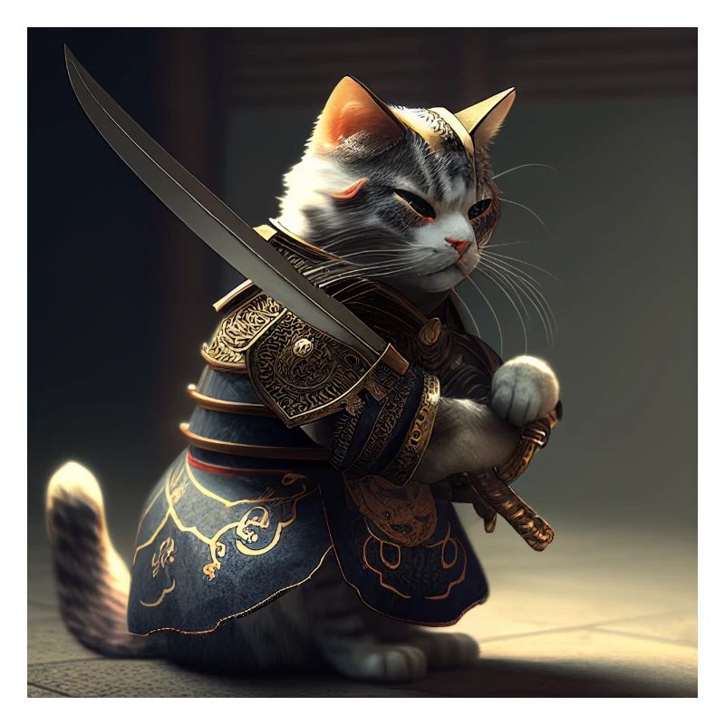 Cat Samurai with Sword