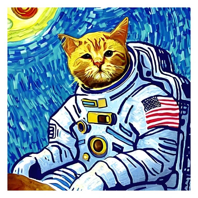 Van Gogh Astronaut Cat