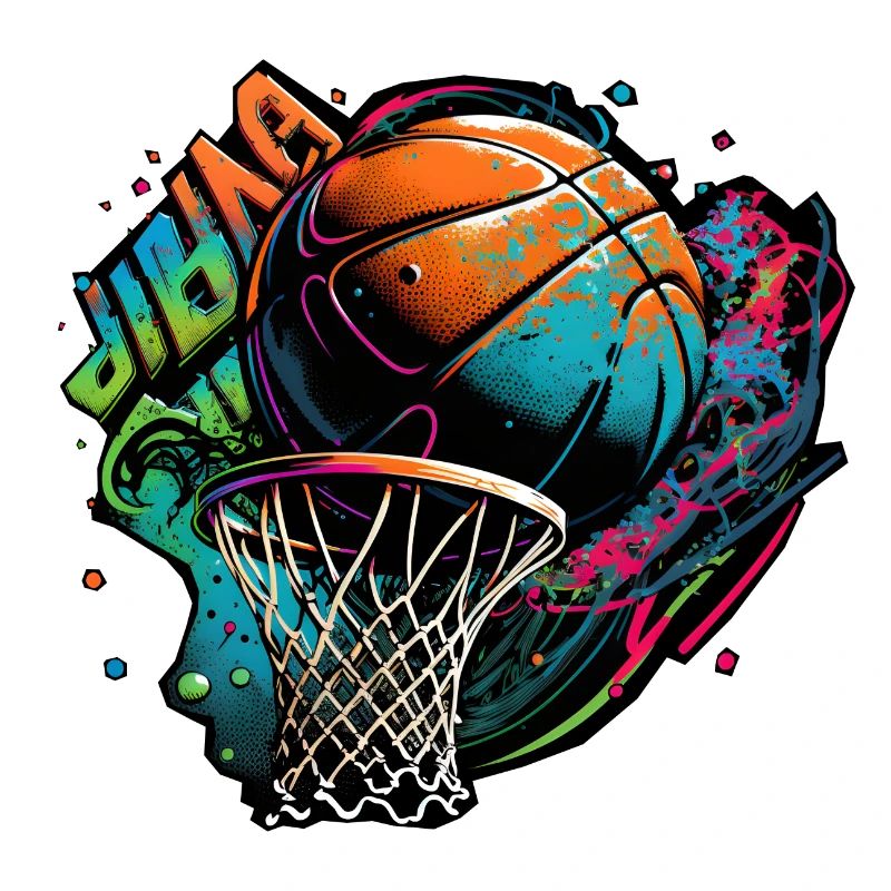 Graffiti de basket-ball coloré
