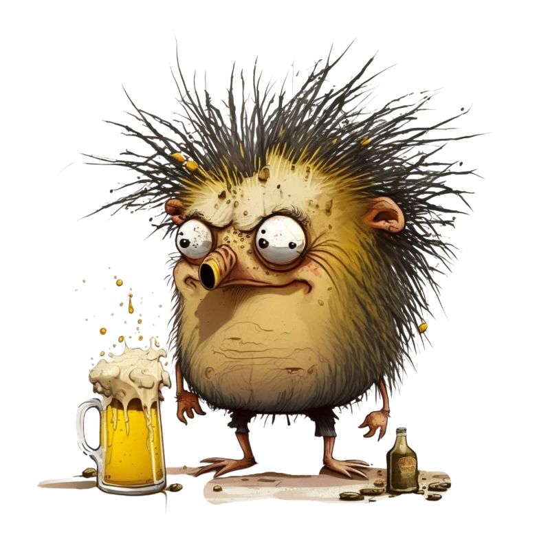 Lusiger verrückter Igel mit Bier