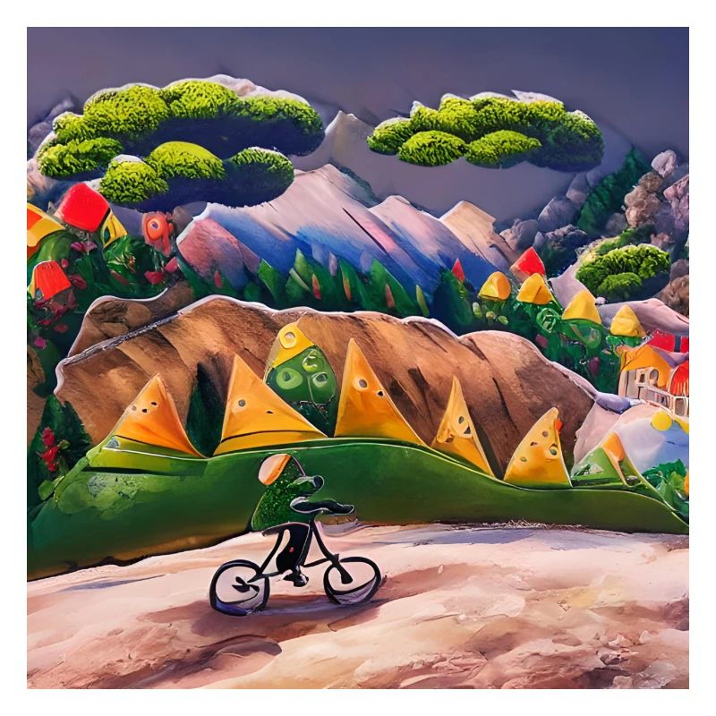 childhood with bicycle in mountains during summer