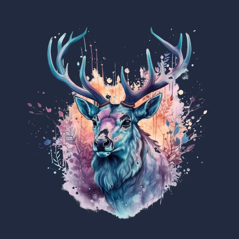 Hirsch Bunt Aquarell