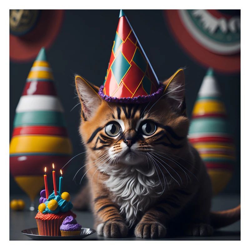 Cat with birthday hat