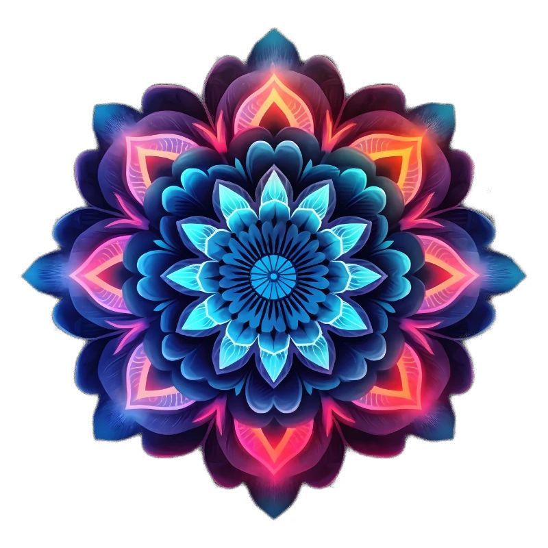 Mandala Fleur Colorée Néons