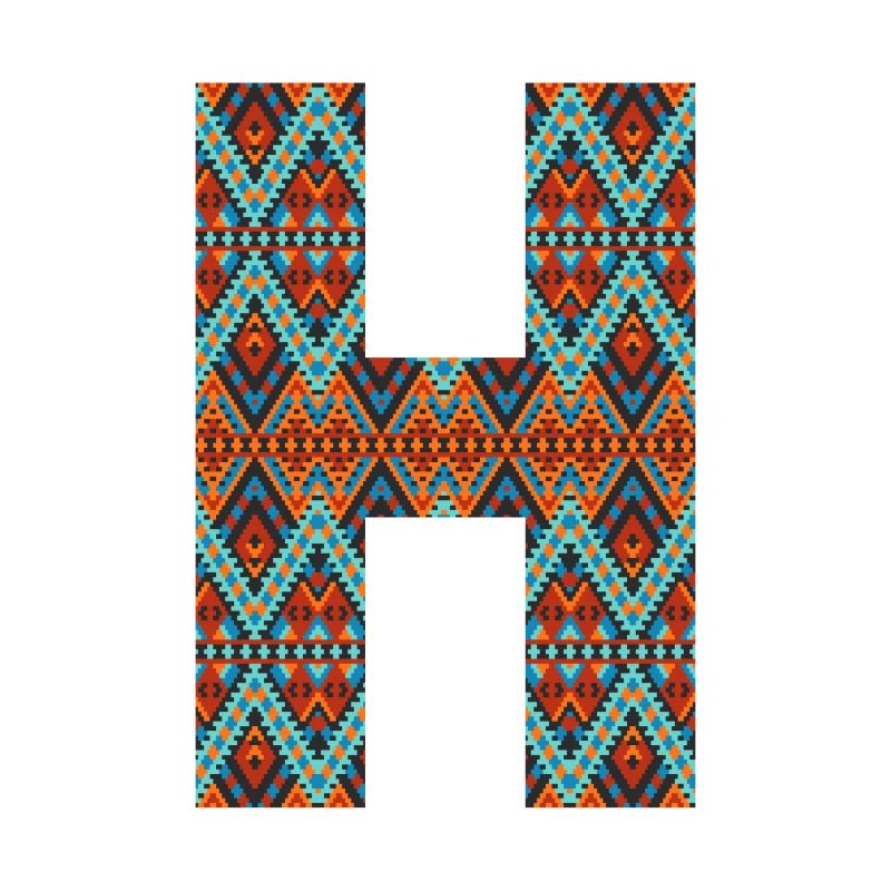 Buchstabe H - Boho-Design, buntes Monogramm