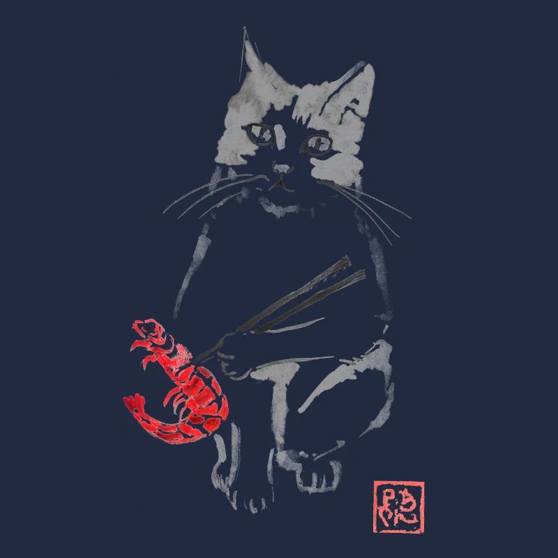 cat and shrimp
