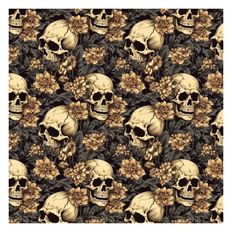 Skulls Seamless Pattern Gothic Dark Halloween