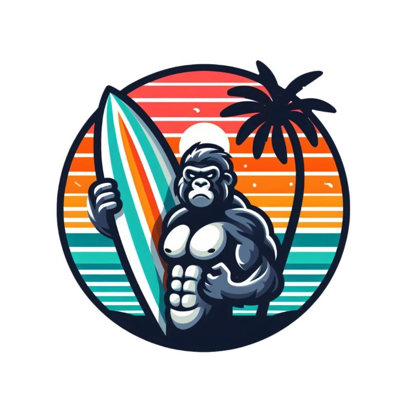 Surfbrett-Gorilla