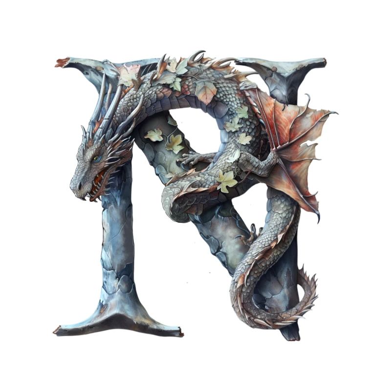 Buchstabe "N" im Drachendesign.