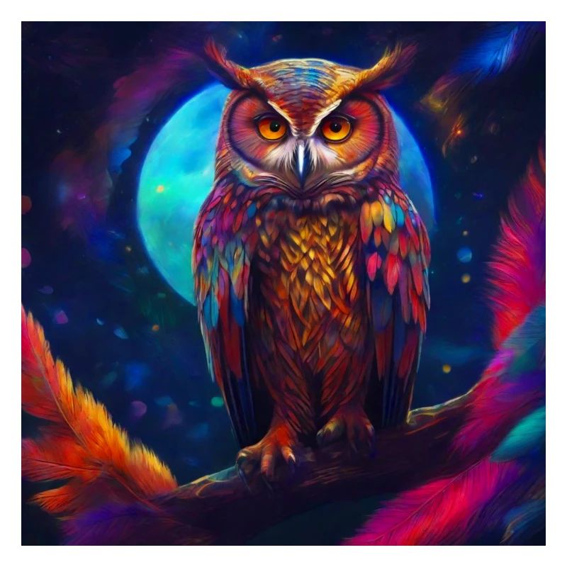 Bunte Eule in der Nacht