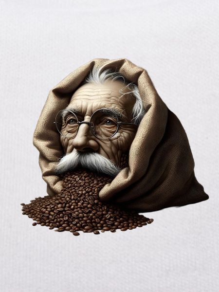 Mann in Kaffeebohnen