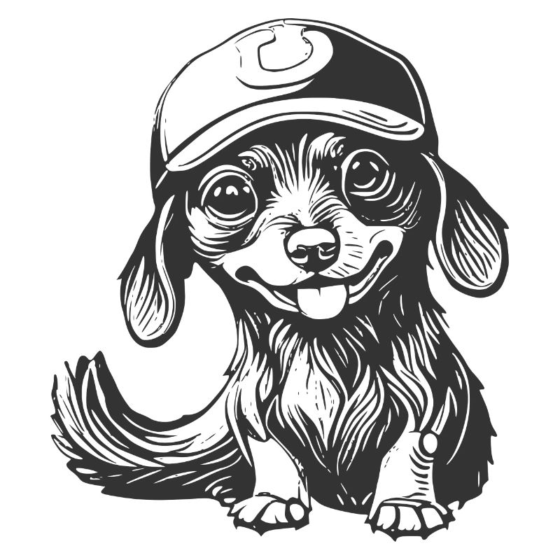 Dackel Hunderasse mit Mütze Cap
