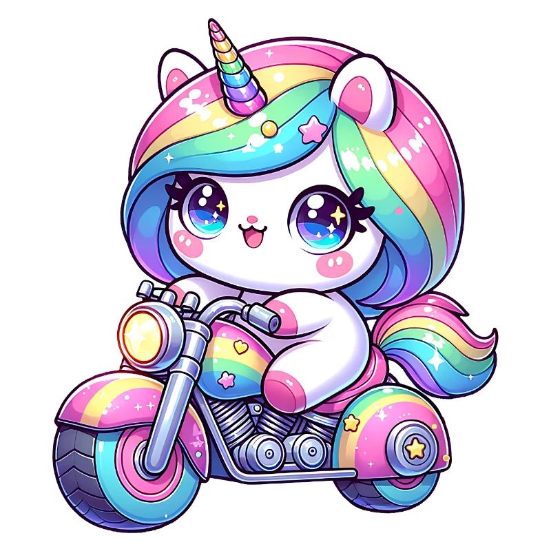 Buntes Einhorn Auf Motorrad Abenteuer
