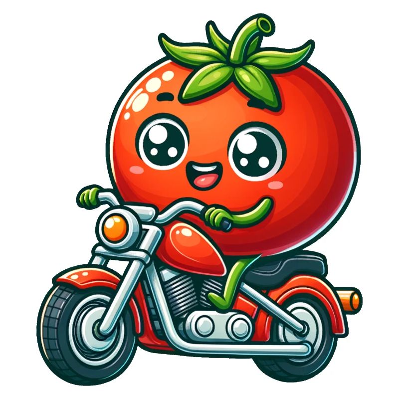 Funny Tomato Riding On Motorcycle