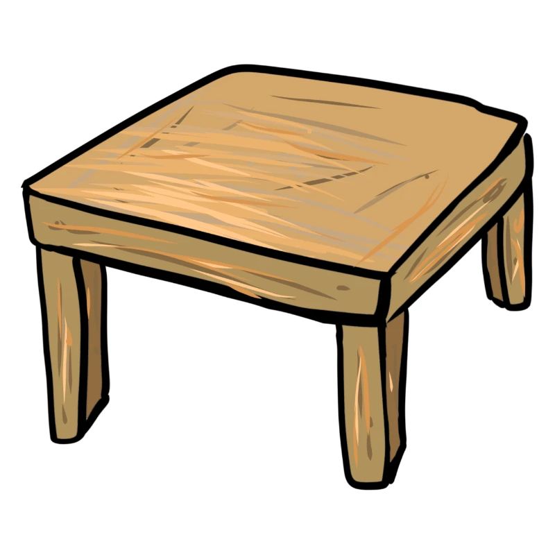 Meubles de table en bois Symbole de dessin animé
