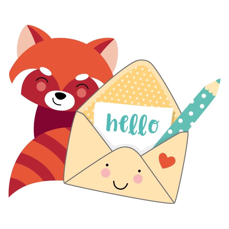 Panda roux avec lettre