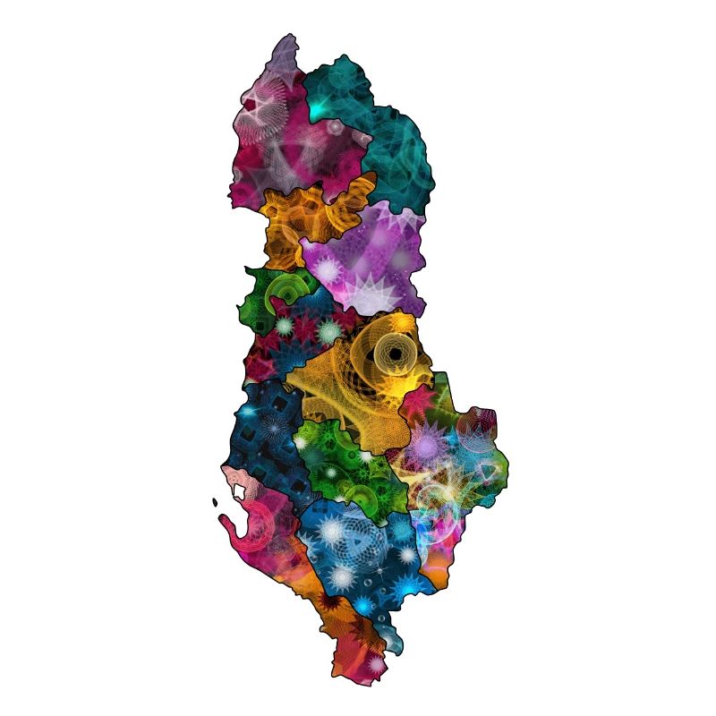 Spirograph Patterned Albania Counties Map