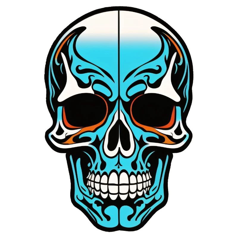 Skull Head Blue Design