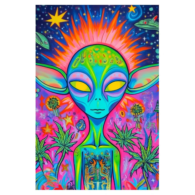 Psychedelischer Alien Neon Garten