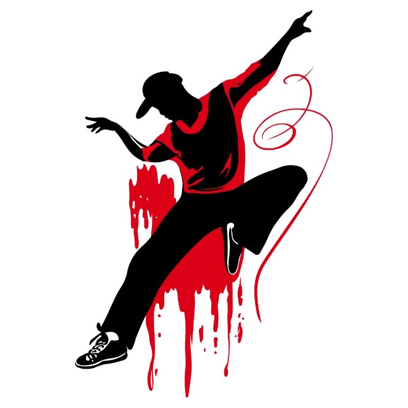 Breakdancer Tänzer Silhouette in Rot Schwarz