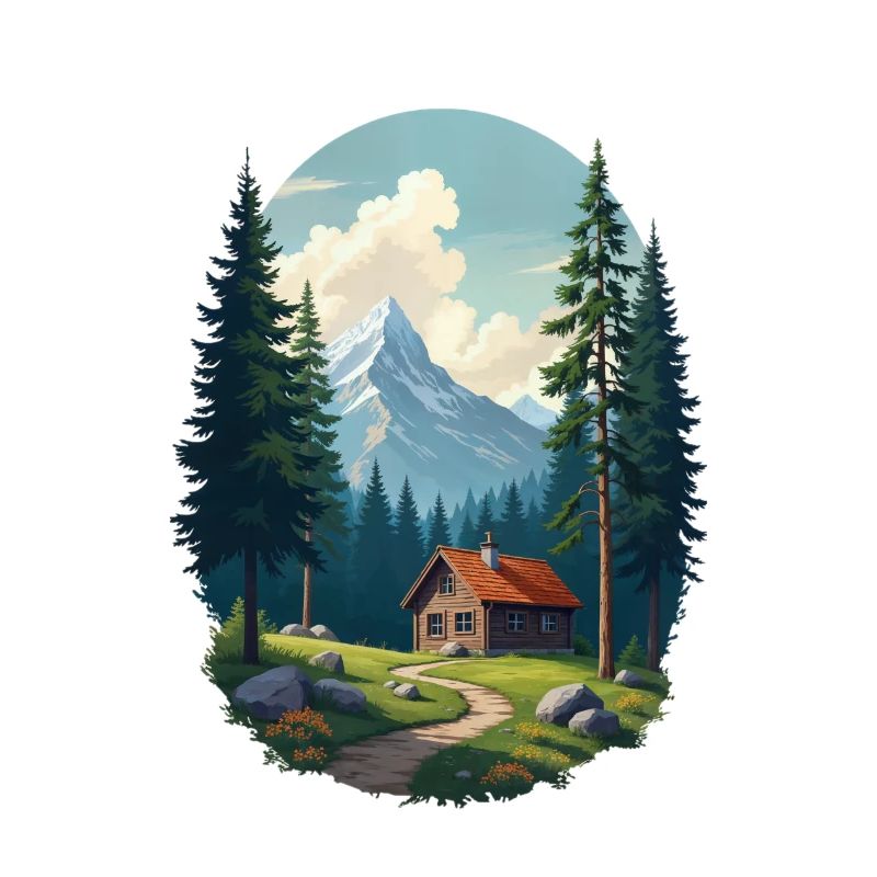 Cabane pixélisée dans les bois