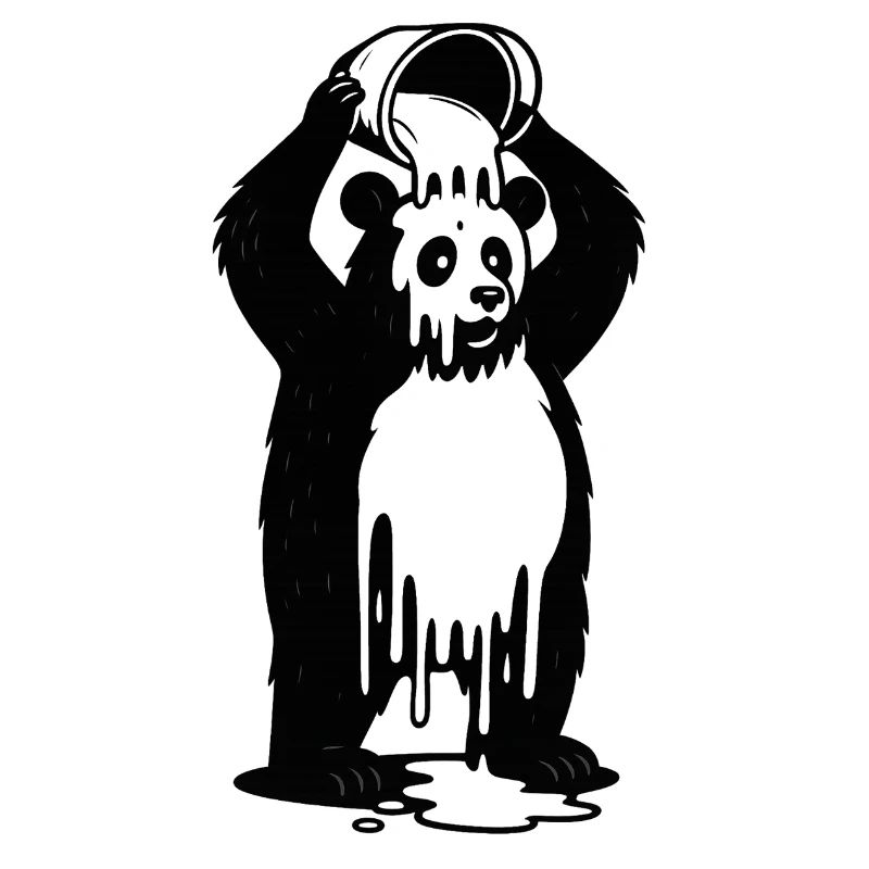 Panda in a paint pot