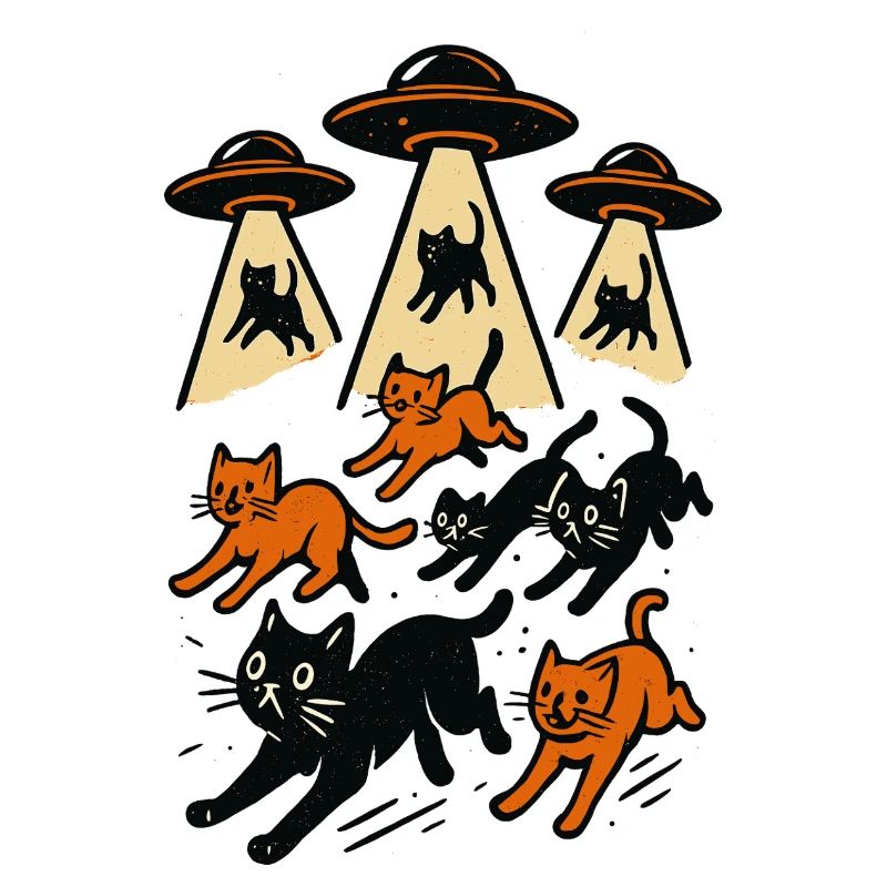 Alien UFOs UFO Cat Cats Beaming Gift