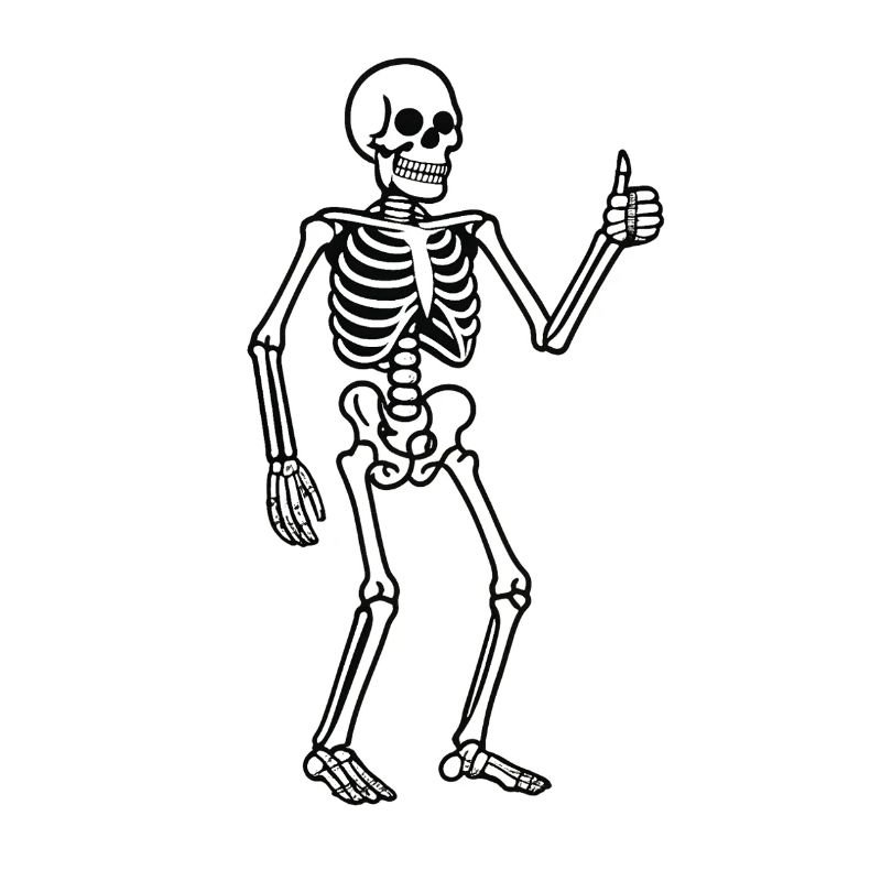 Glowing skeleton in retro style
