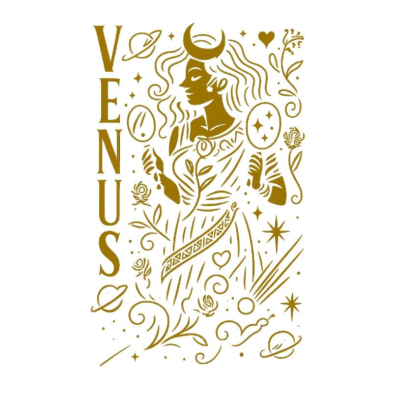 Venus Celestial Line Art Goddess