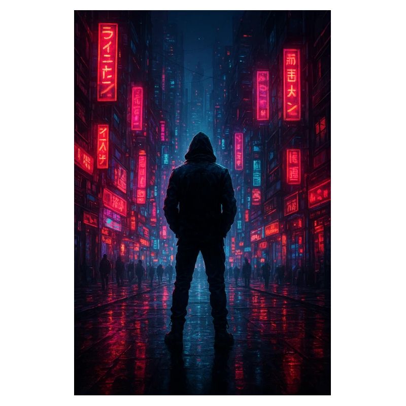 Néon nocturne dans la cyber-cité