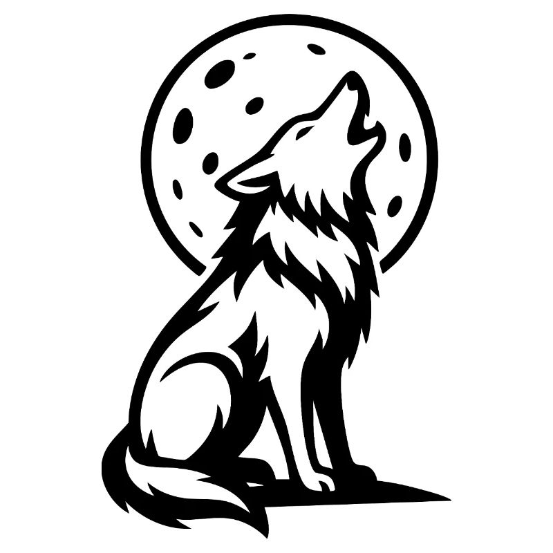 Wolf howling at full moon