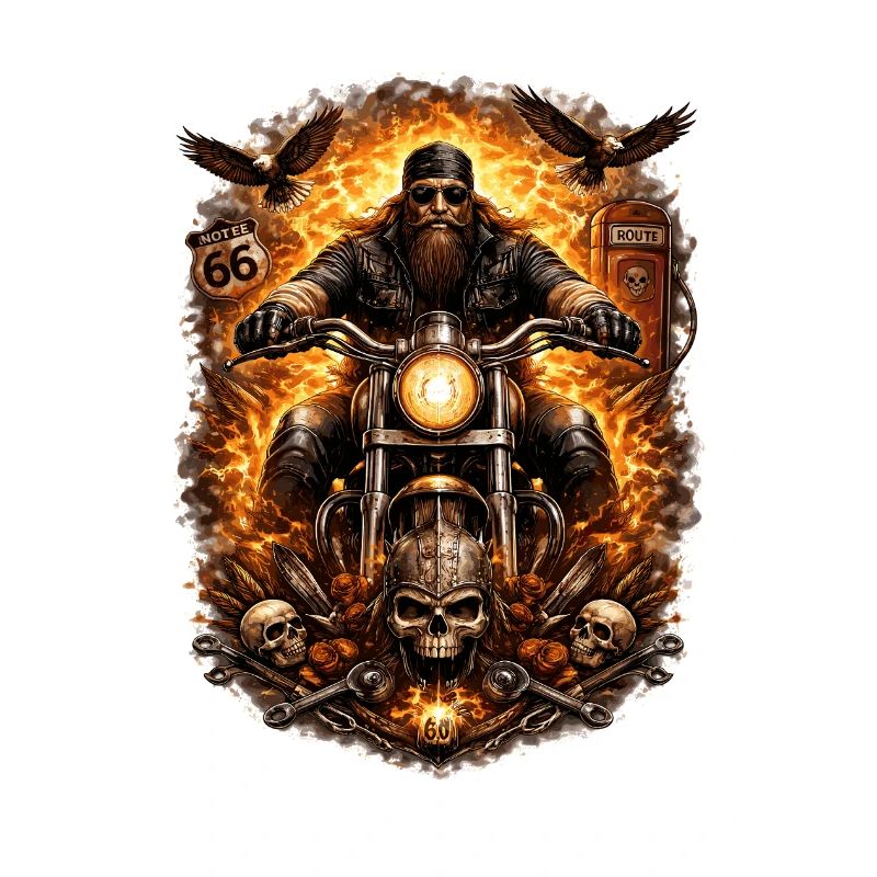 Flammen-Biker Schädel