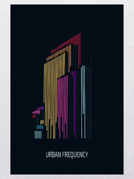 Urban Frequency – Moderne Skyline mit Schriftzug