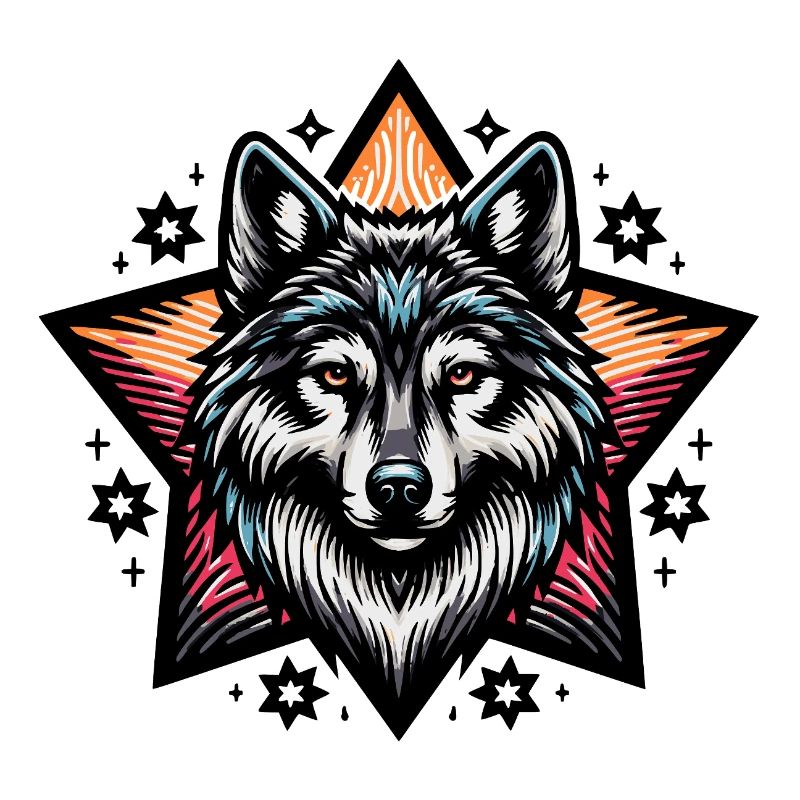 farbenfrohes Wolfsportrait