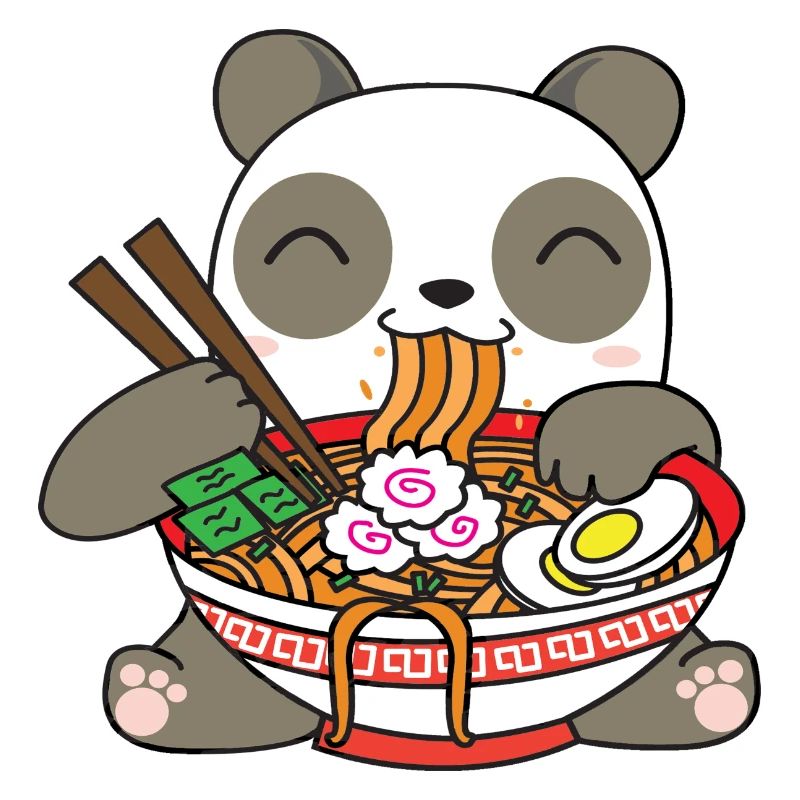 Panda mangeant ramen