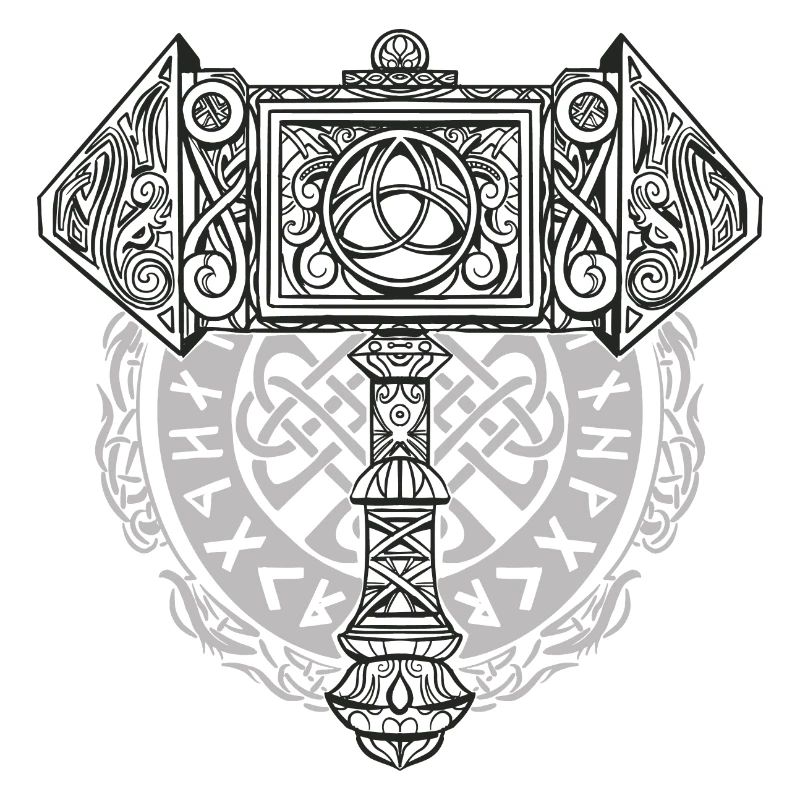 Wikinger Symbol Nordisch Thor Raben Hammer Mjölnir