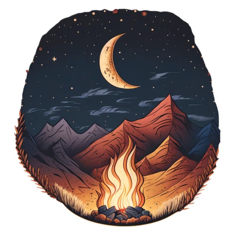Campfire Starry Sky Moonlight Mountain