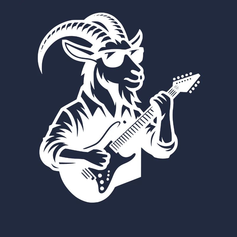 Conception de bande de guitariste chèvre en blanc