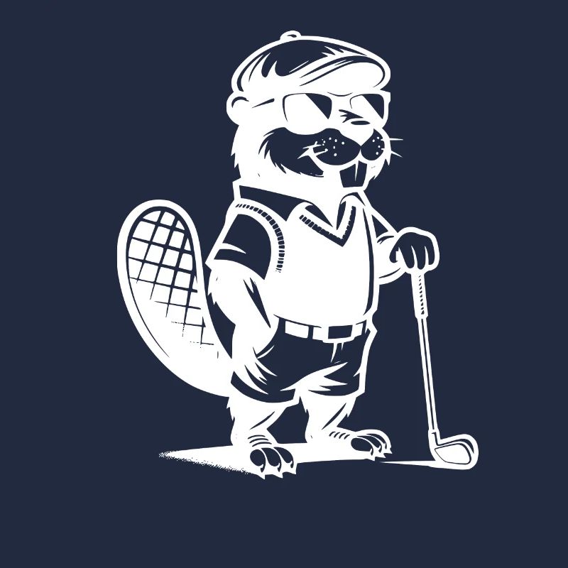 Conception de silhouette de golfeur de castor drôle