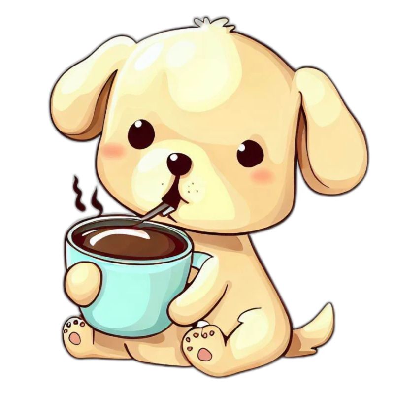 Coffee drinking dog