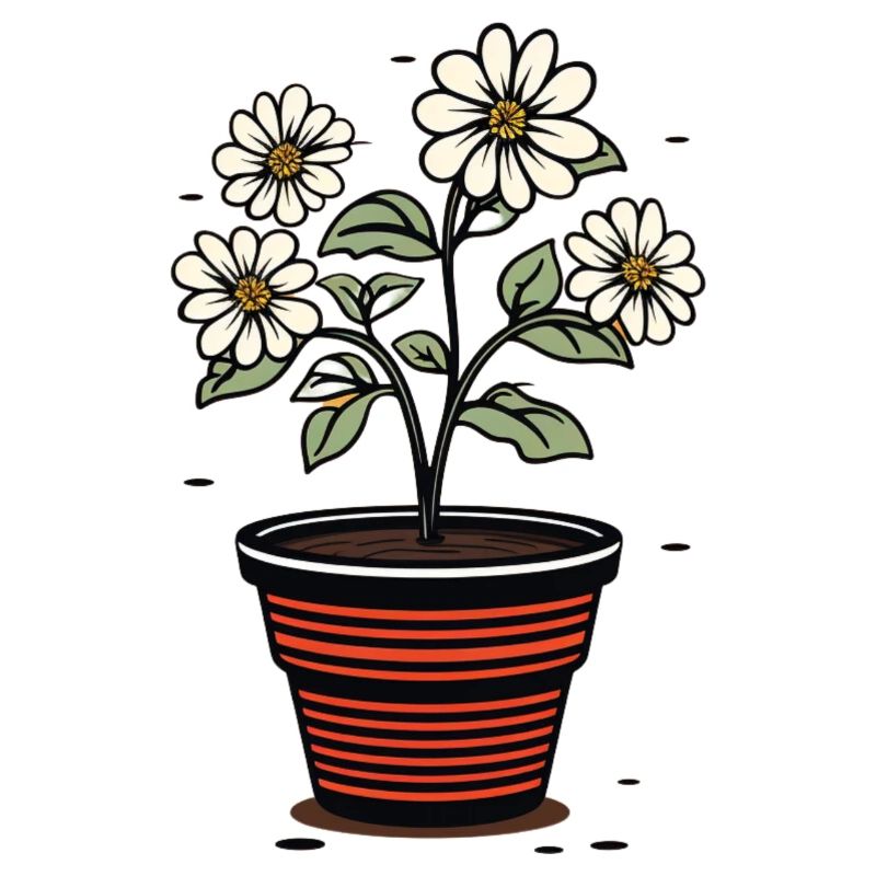 Pot de fleurs mignon style fleurs blanches