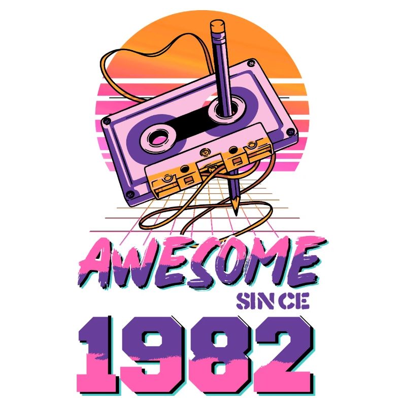 Cassette Rétro 1982 Neon Design