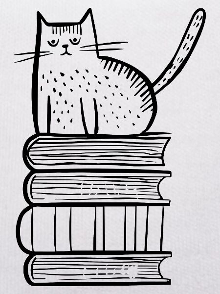 Cat with books