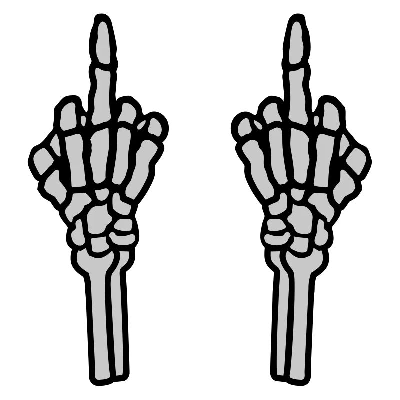 2 hands middle finger bone